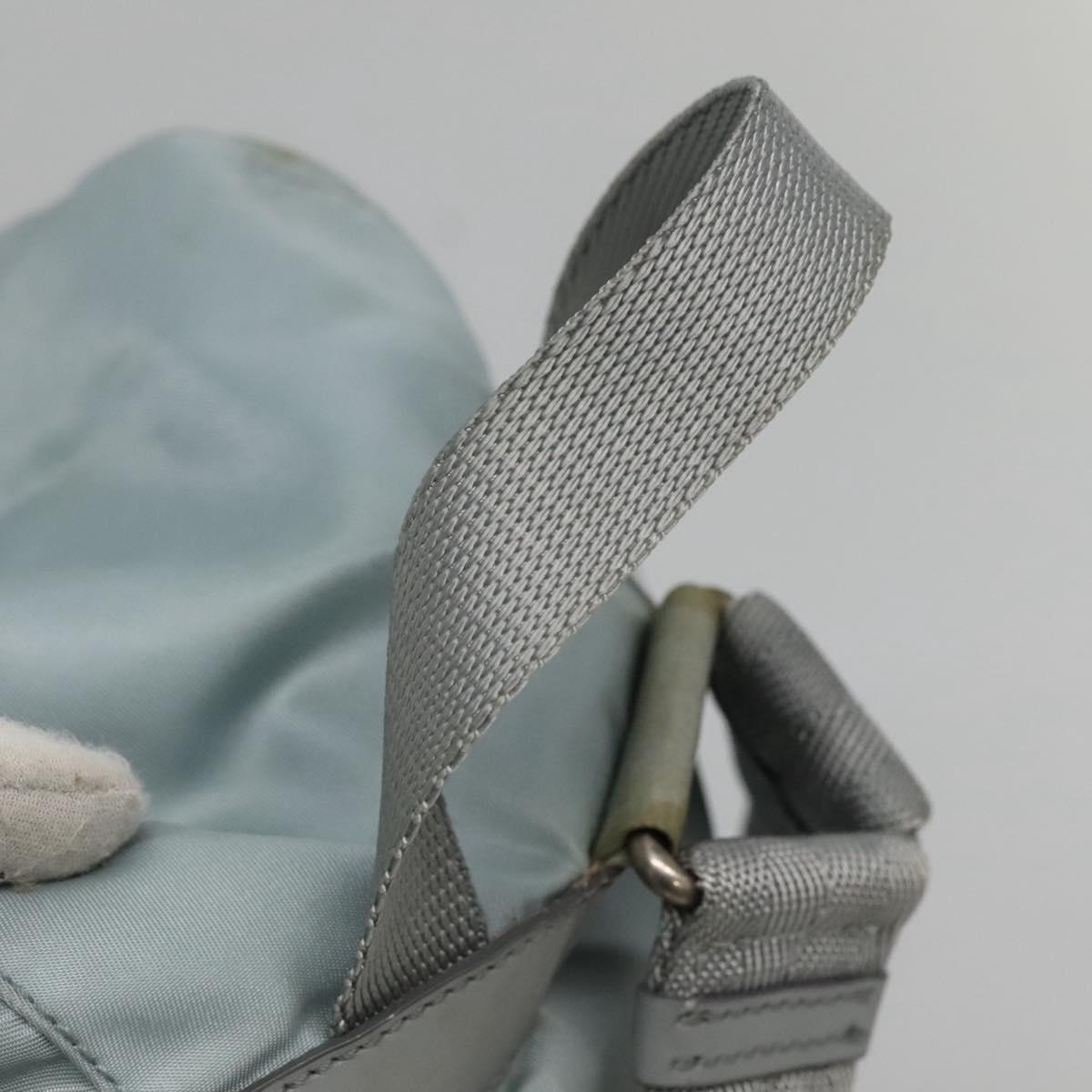PRADA Backpack Nylon Light Blue Silver Auth 141519