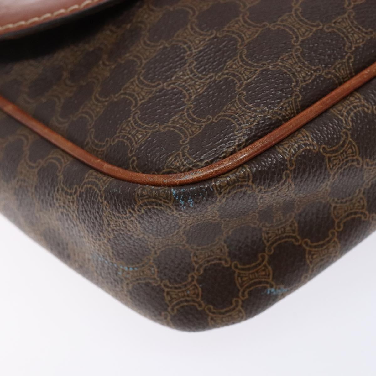 CELINE Macadam Canvas Shoulder Bag PVC Leather Brown Gold Auth 141524