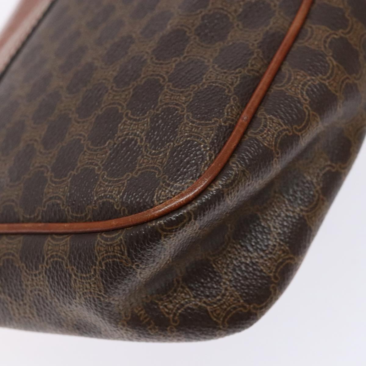 CELINE Macadam Canvas Shoulder Bag PVC Leather Brown Gold Auth 141524