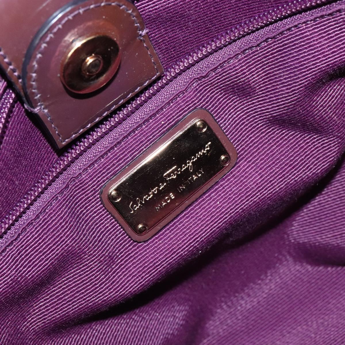 Salvatore Ferragamo Vala Shoulder Bag Nylon Purple Gold Auth 141527