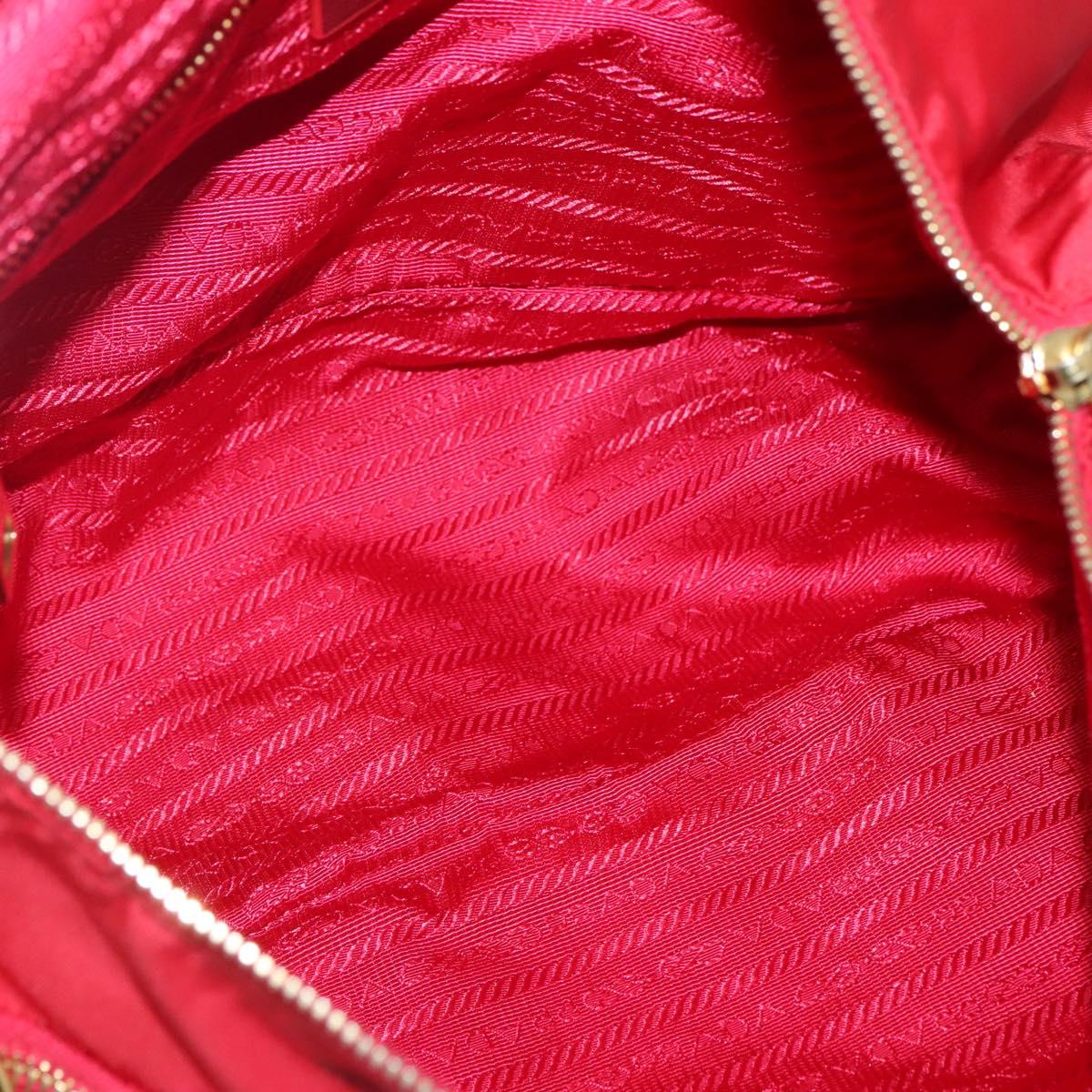PRADA Shoulder Bag Nylon Red Gold Auth 141529