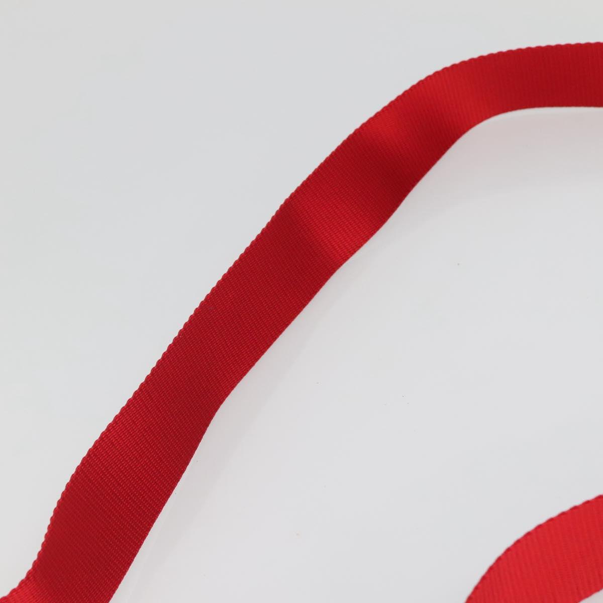 PRADA Shoulder Bag Nylon Red Gold Auth 141529