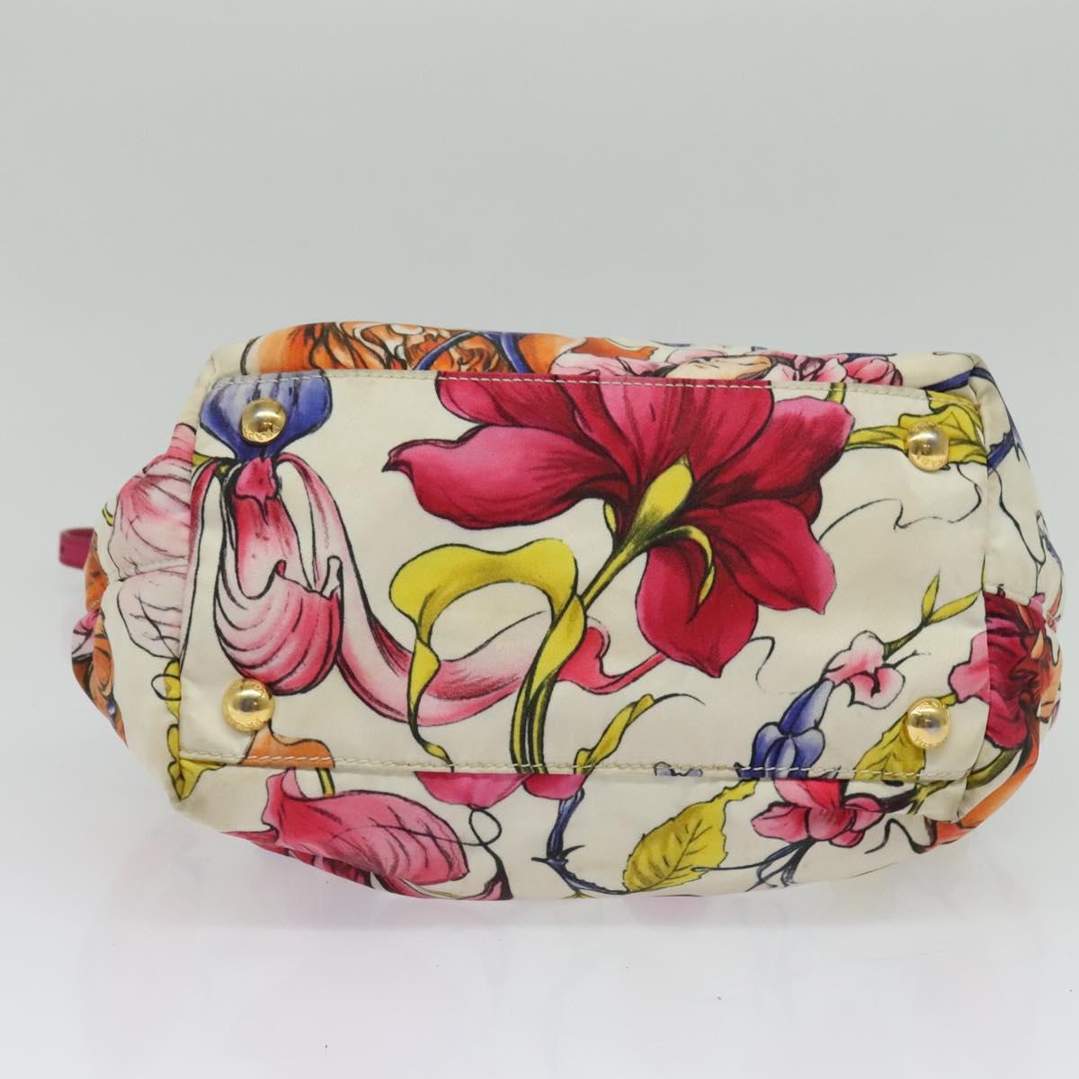 PRADA Hand Bag Nylon 2way White Gold Auth 141530