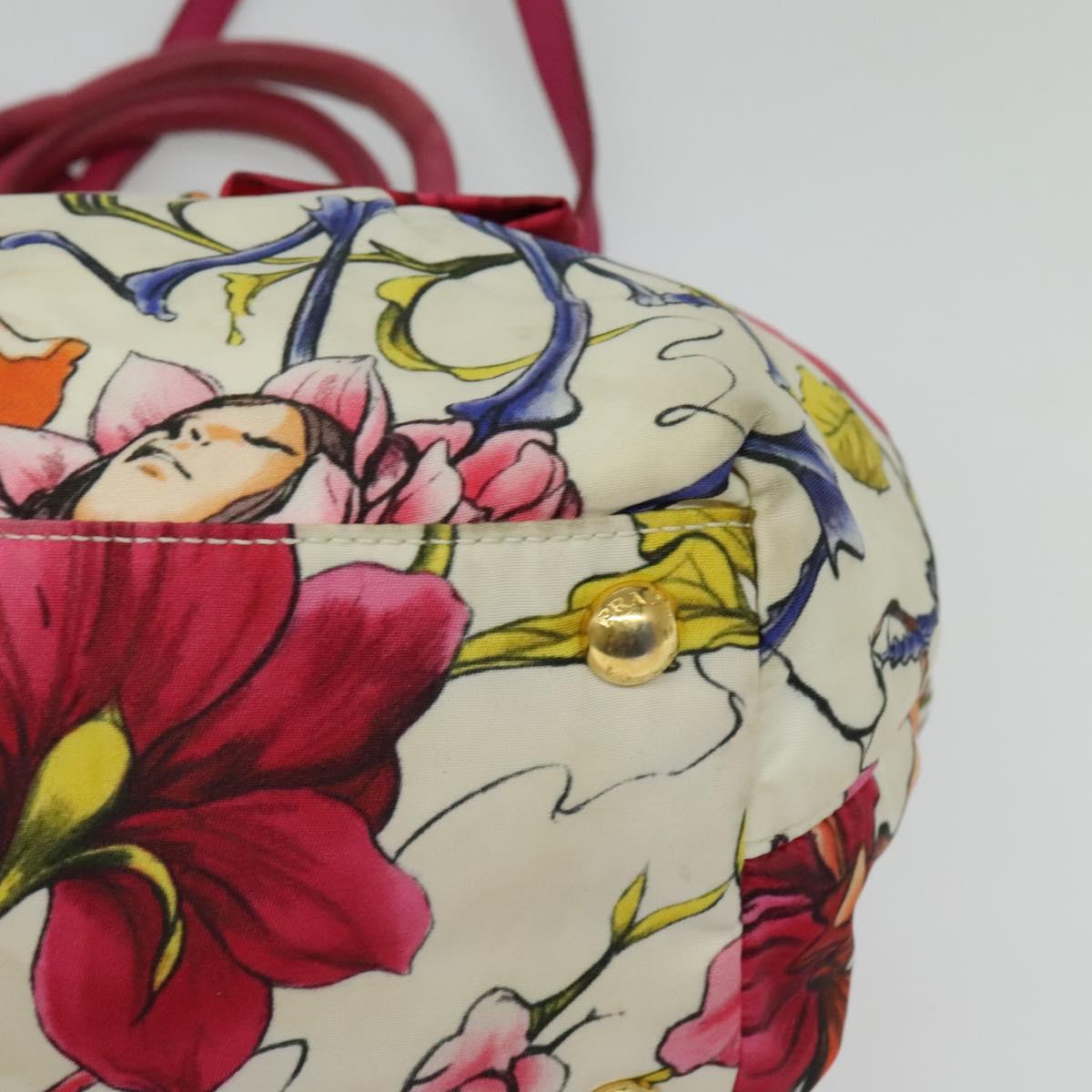 PRADA Hand Bag Nylon 2way White Gold Auth 141530