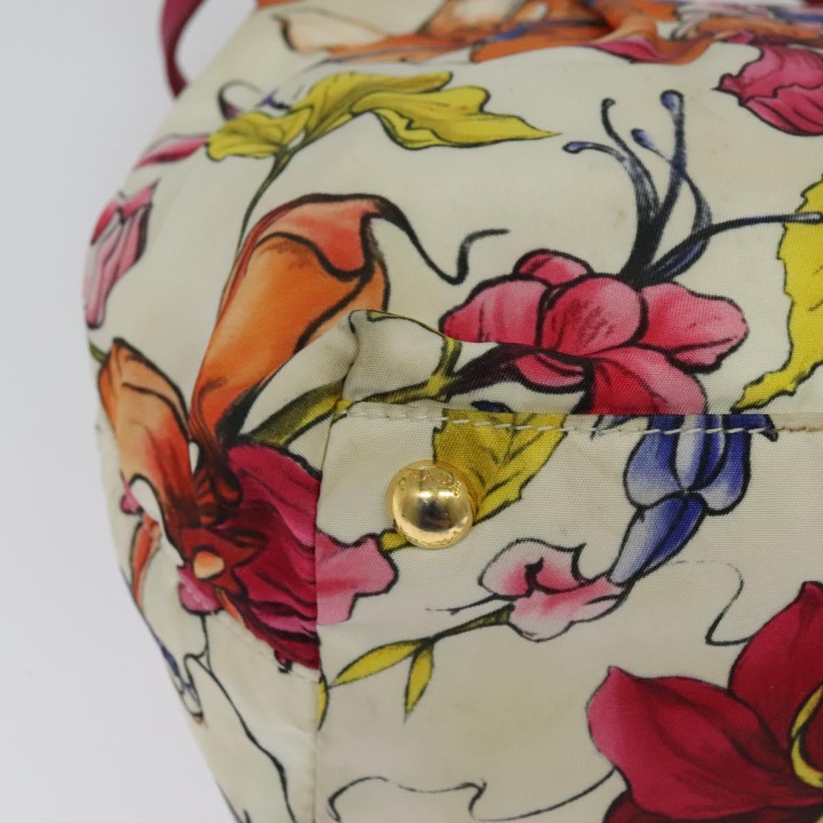 PRADA Hand Bag Nylon 2way White Gold Auth 141530