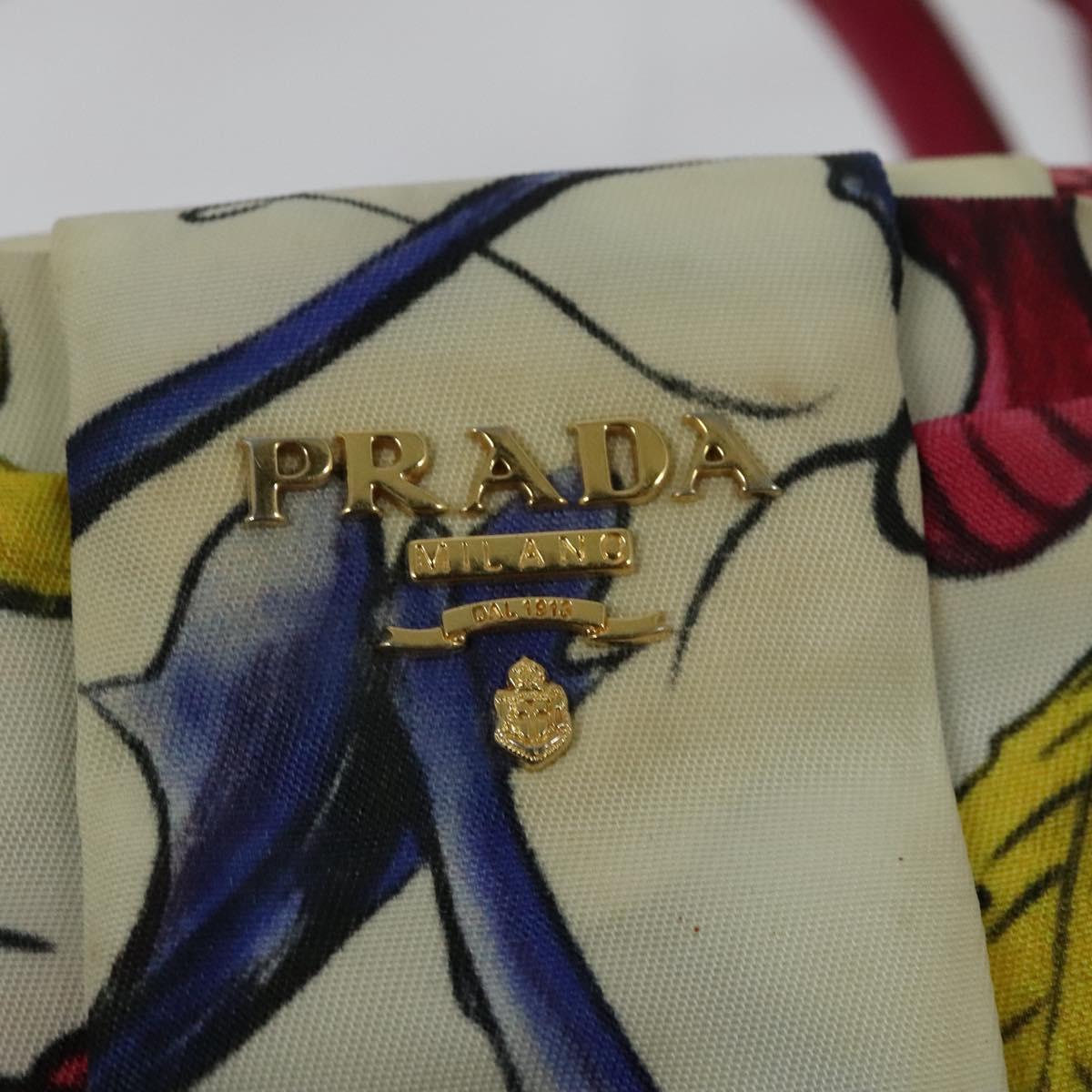 PRADA Hand Bag Nylon 2way White Gold Auth 141530