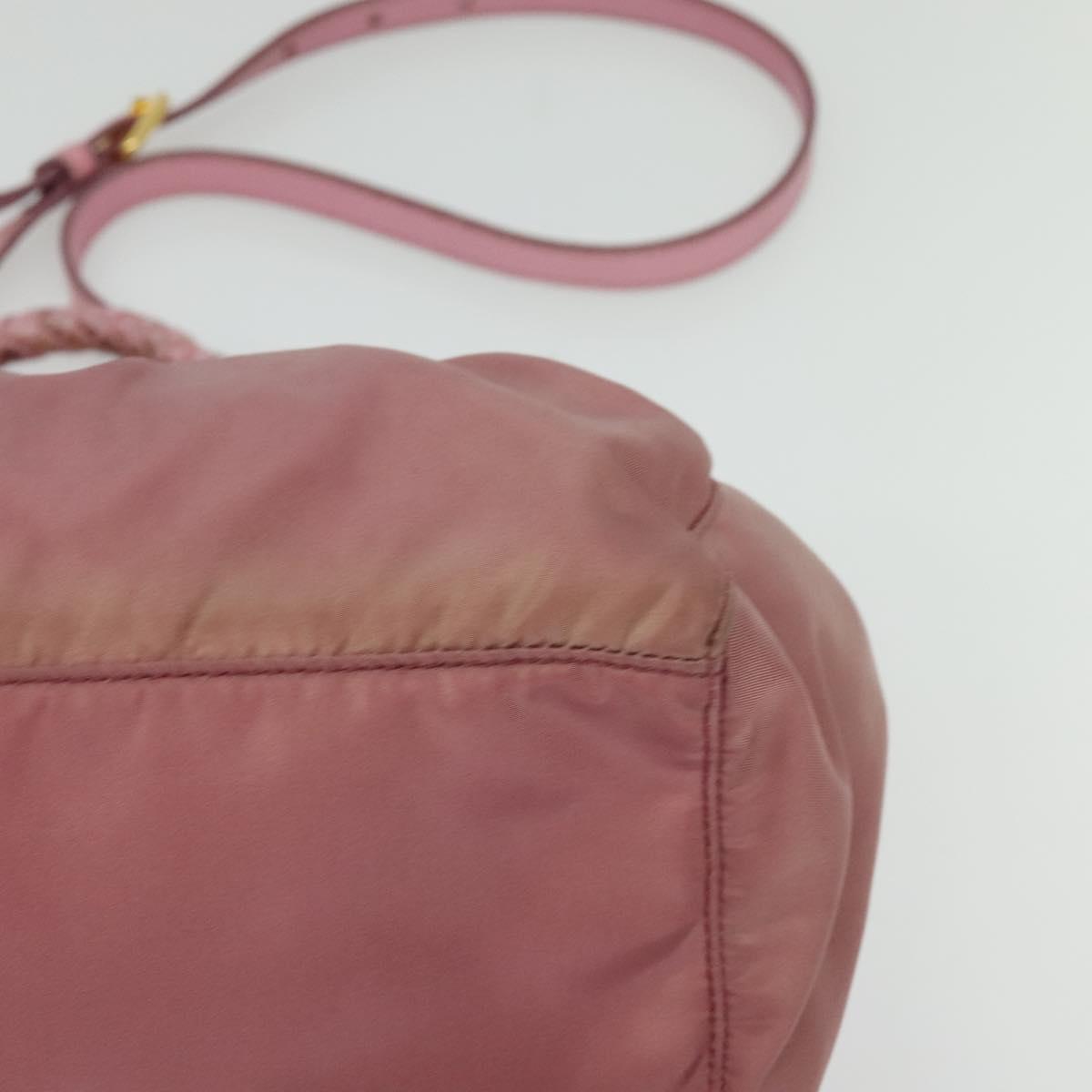 PRADA Hand Bag Nylon 2way Pink Gold Auth 141531