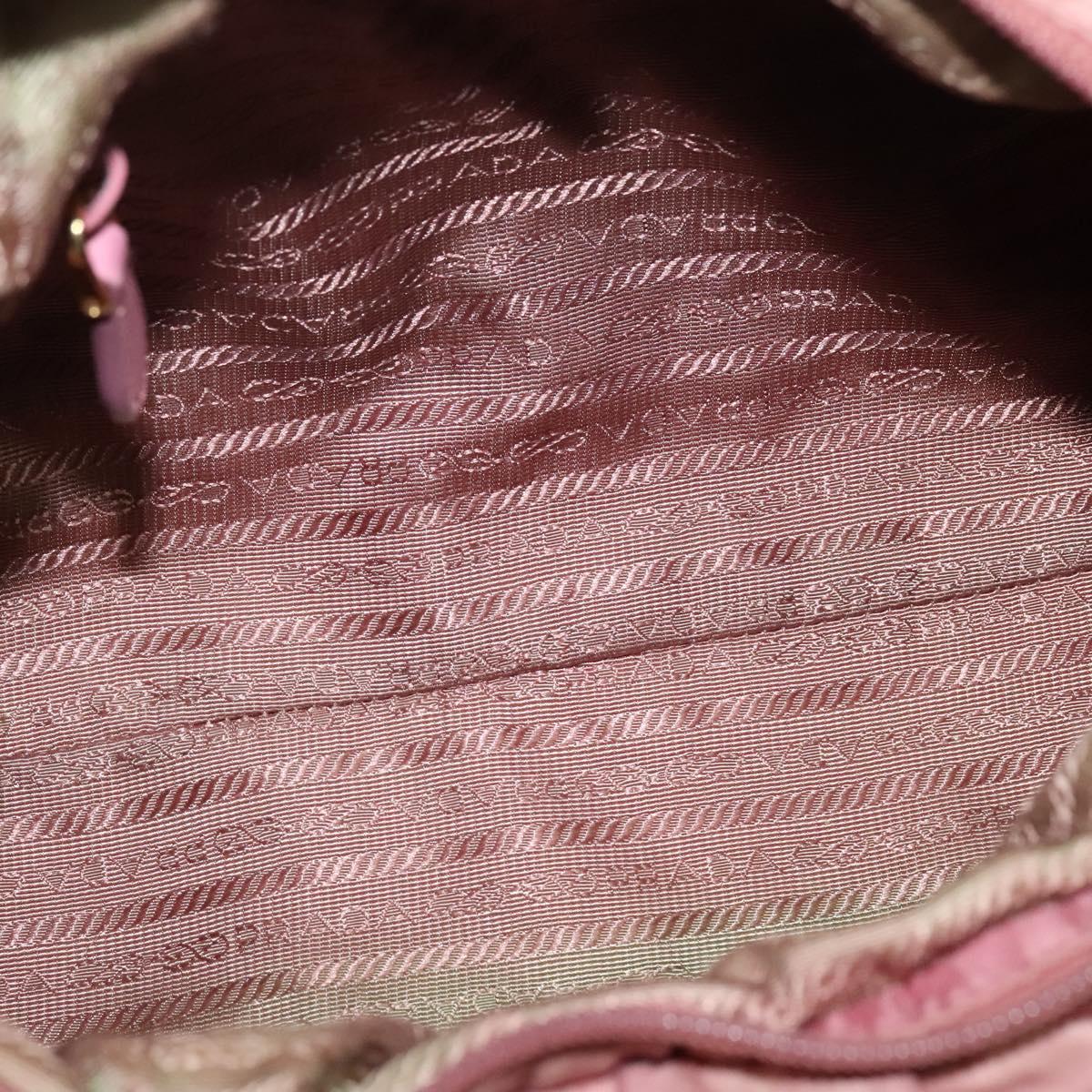 PRADA Hand Bag Nylon 2way Pink Gold Auth 141531