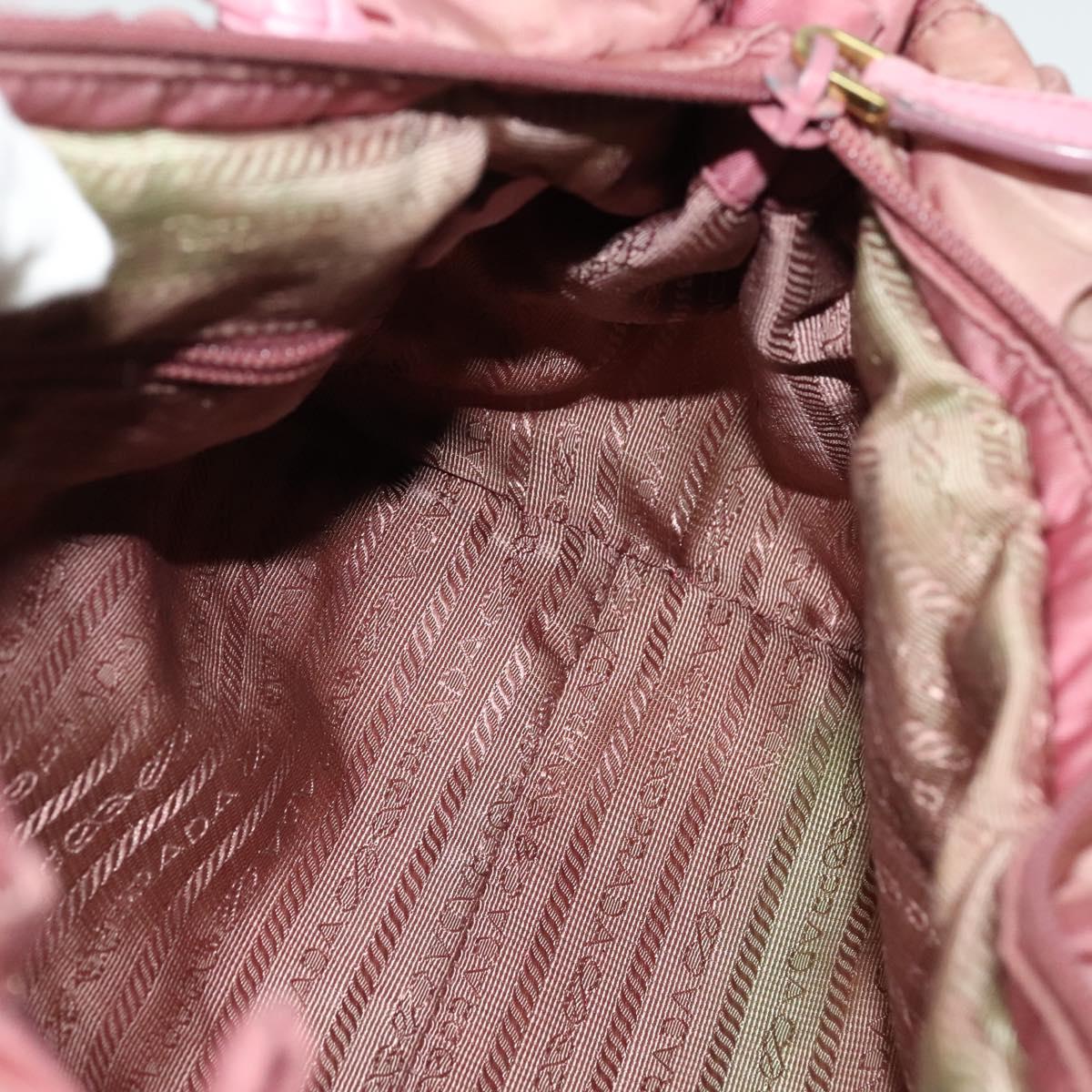 PRADA Hand Bag Nylon 2way Pink Gold Auth 141531