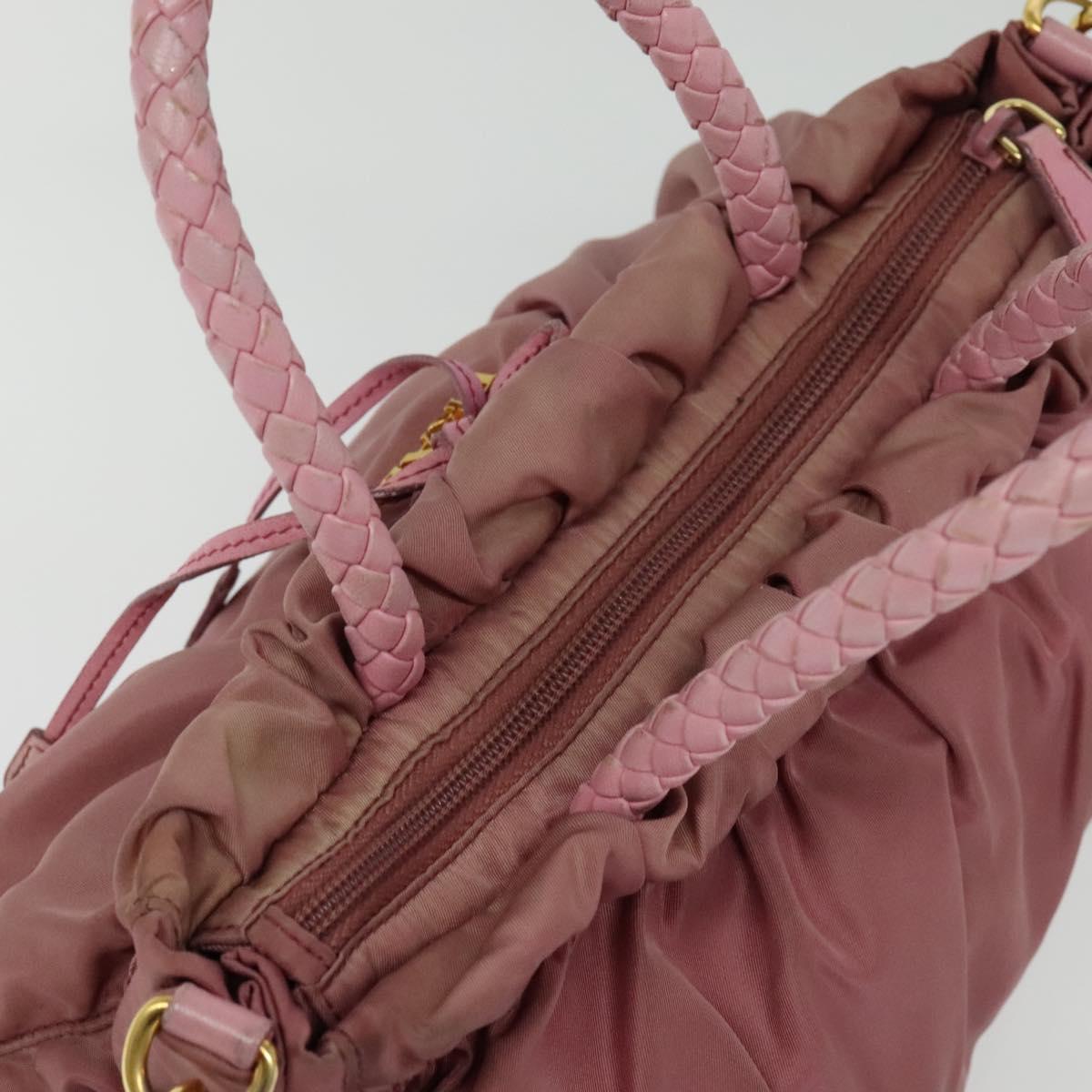 PRADA Hand Bag Nylon 2way Pink Gold Auth 141531