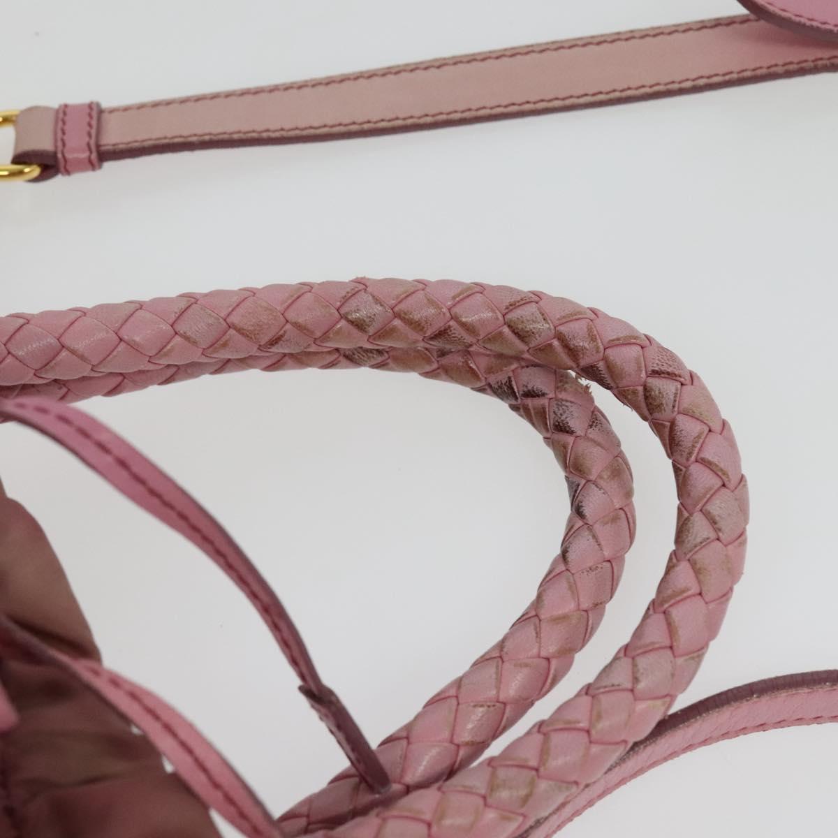 PRADA Hand Bag Nylon 2way Pink Gold Auth 141531