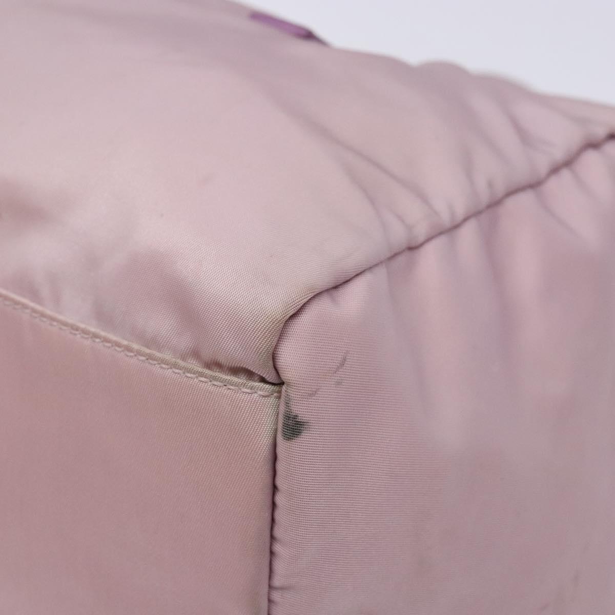 PRADA Boston Bag Nylon Pink Silver Auth 141532