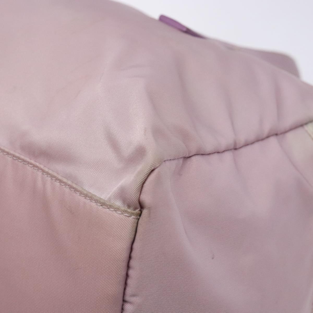 PRADA Boston Bag Nylon Pink Silver Auth 141532