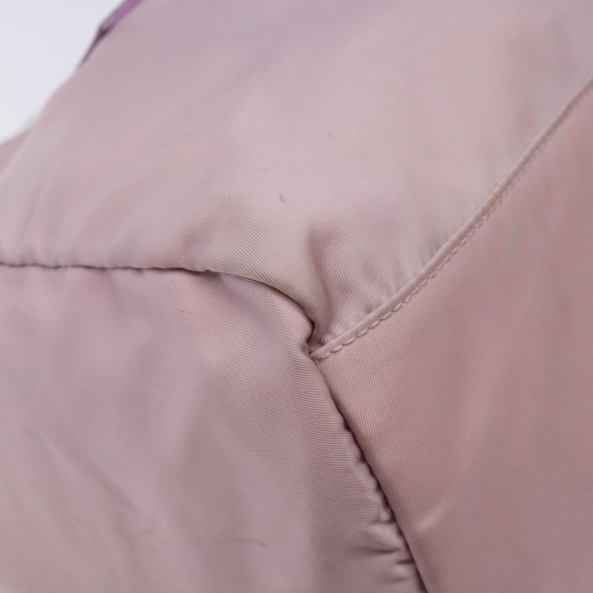 PRADA Boston Bag Nylon Pink Silver Auth 141532