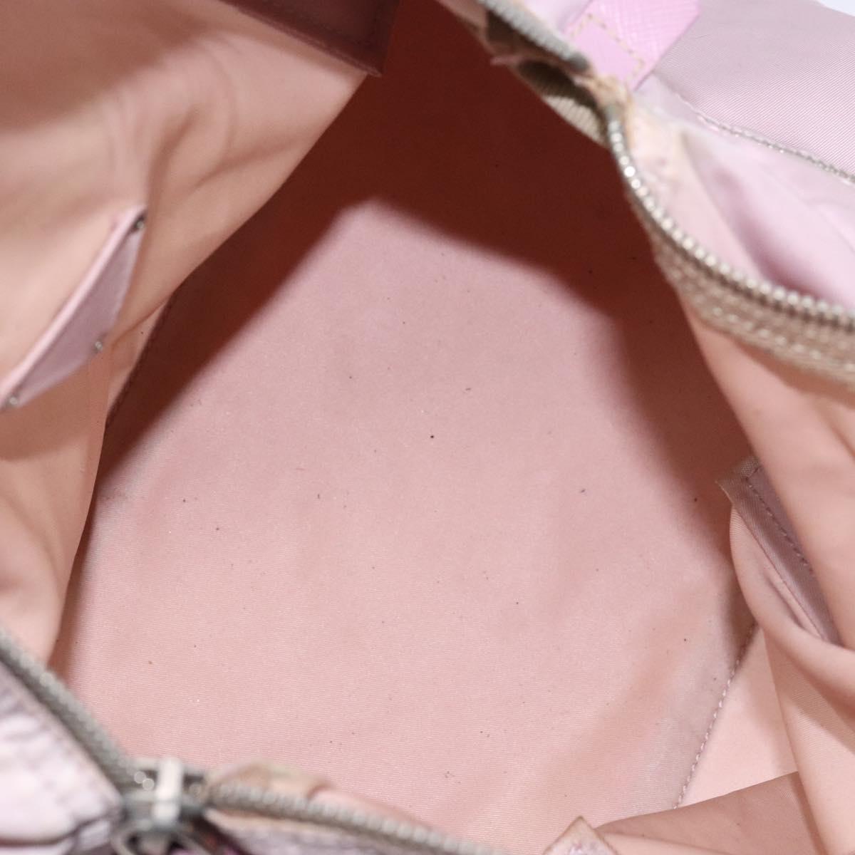 PRADA Boston Bag Nylon Pink Silver Auth 141532