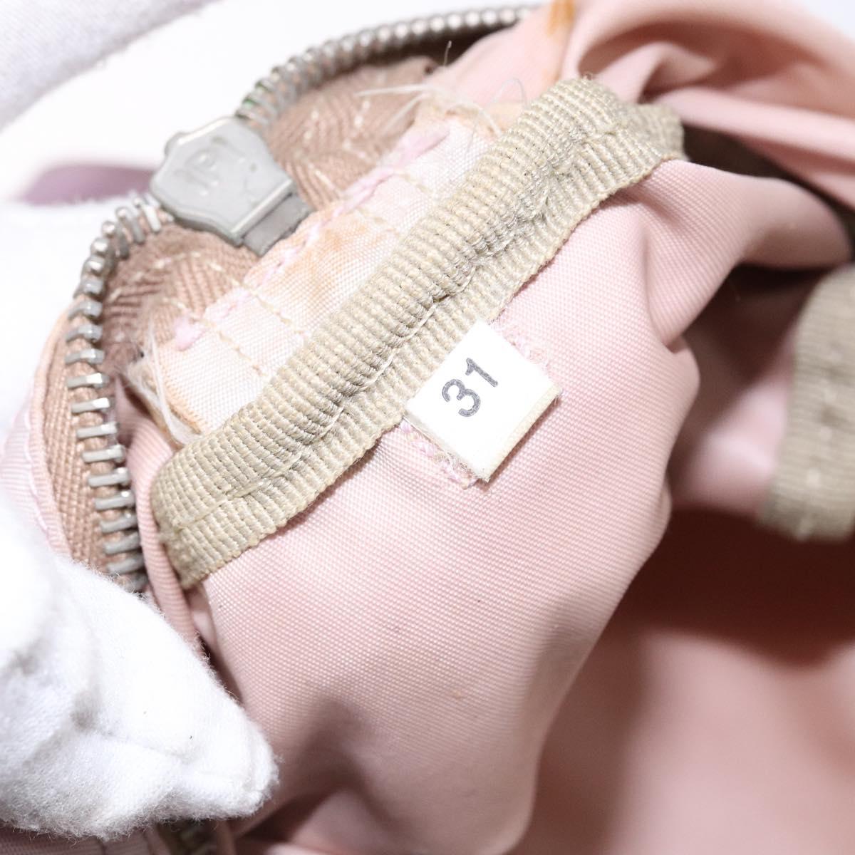 PRADA Boston Bag Nylon Pink Silver Auth 141532