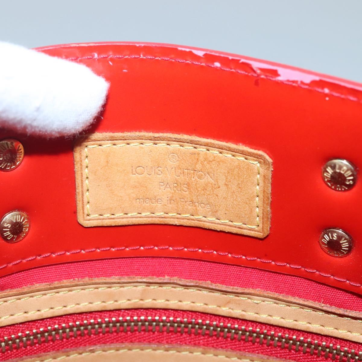 LOUIS VUITTON Monogram Vernis Reade PM Hand Bag Red Rouge M91088 LV Auth 141534