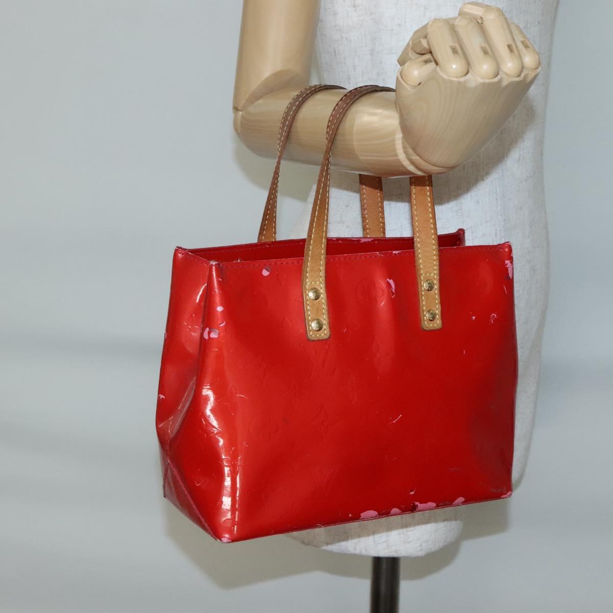 LOUIS VUITTON Monogram Vernis Reade PM Hand Bag Red Rouge M91088 LV Auth 141534