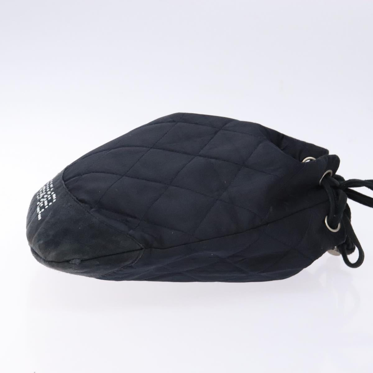 CHANEL Matelasse Pouch Satin Black CC Auth 141547