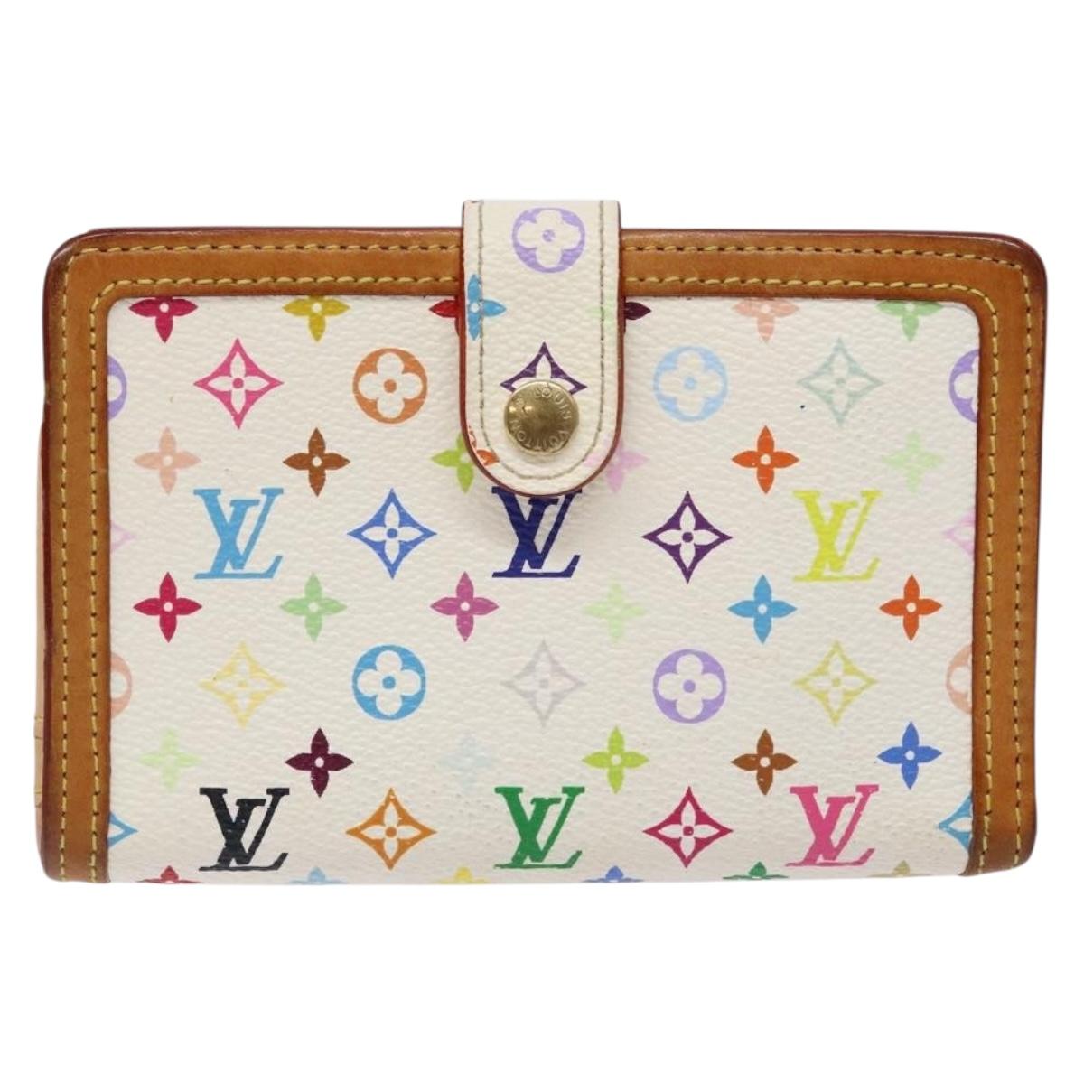 LOUIS VUITTON Multicolor Portefeuille Viennois Wallet White M92987 Auth 141553