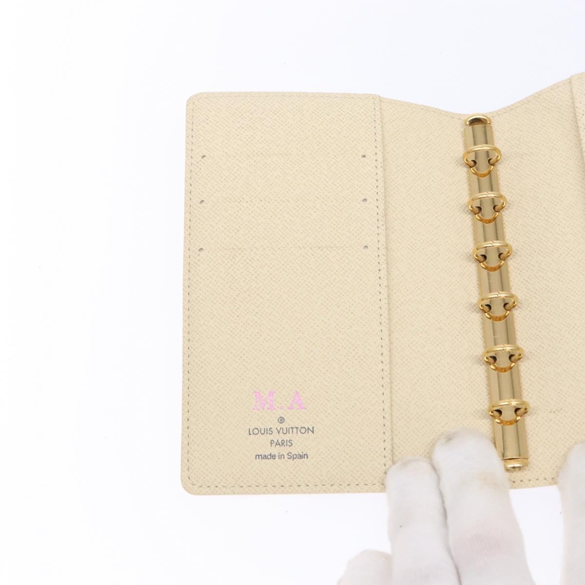 LOUIS VUITTON Damier Azur Agenda PM Day Planner Cover R20706 LV Auth 141555