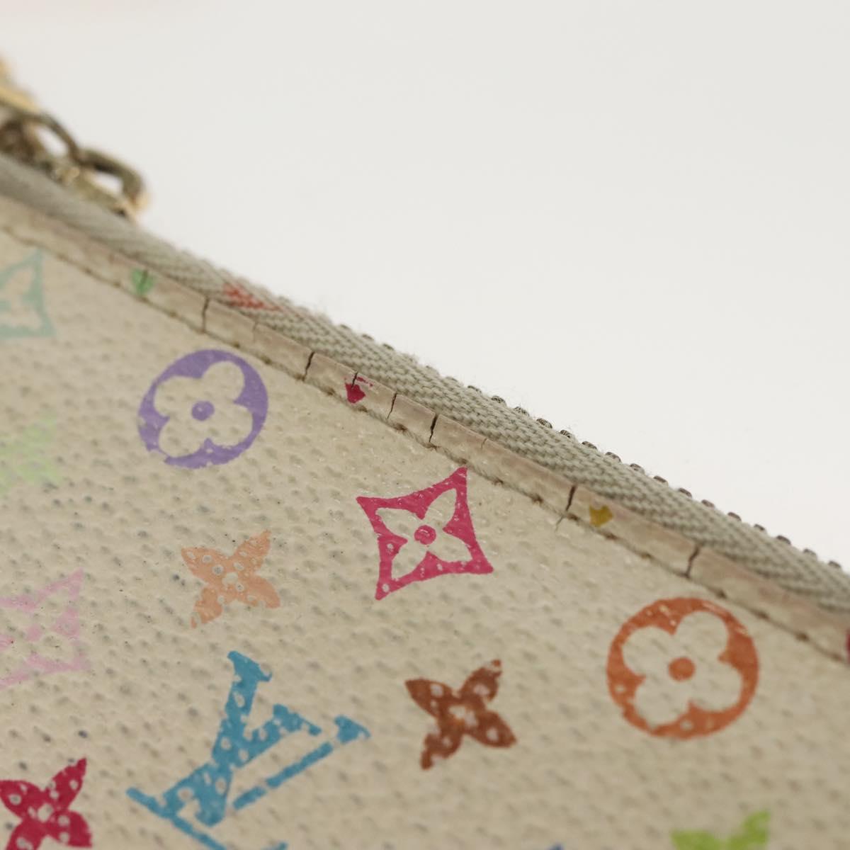 LOUIS VUITTON Multicolor Pochette Cles Coin Purse White M92655 LV Auth 141583