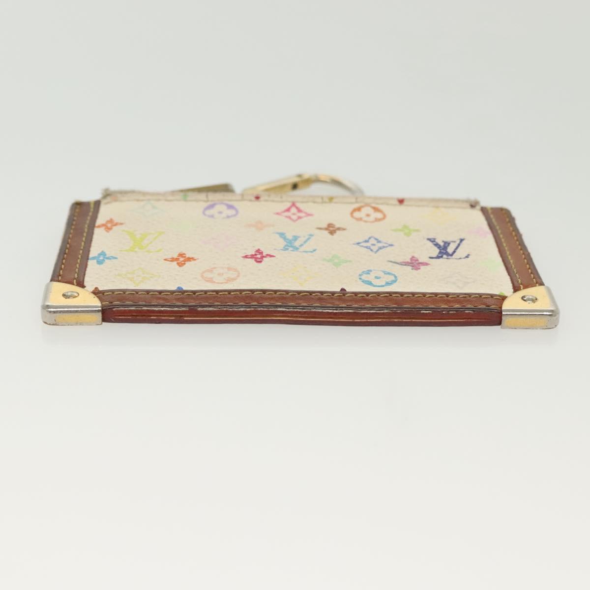 LOUIS VUITTON Multicolor Pochette Cles Coin Purse White M92655 LV Auth 141583
