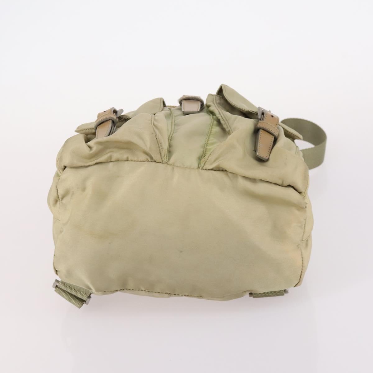PRADA Backpack Nylon Beige Silver Auth 141598