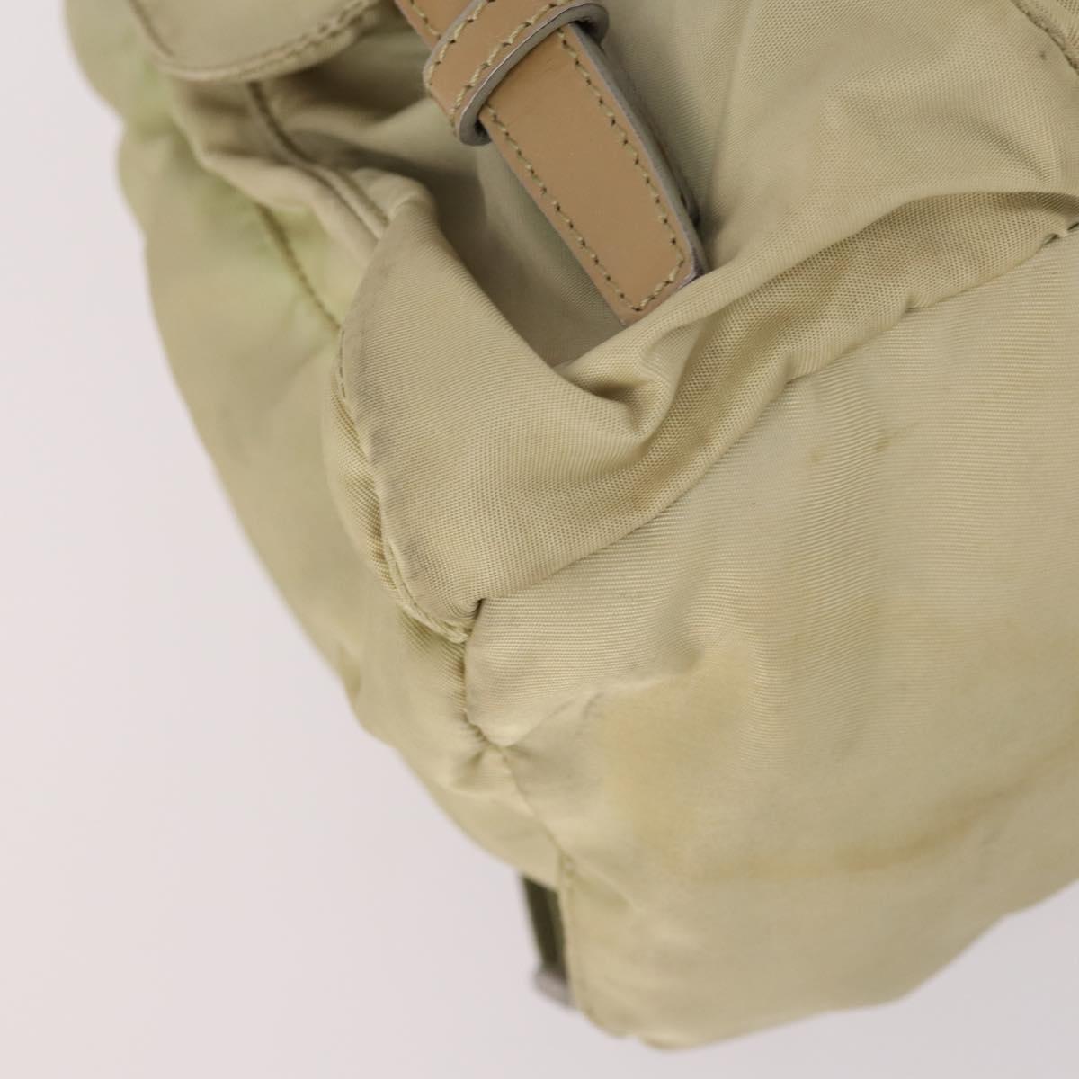 PRADA Backpack Nylon Beige Silver Auth 141598