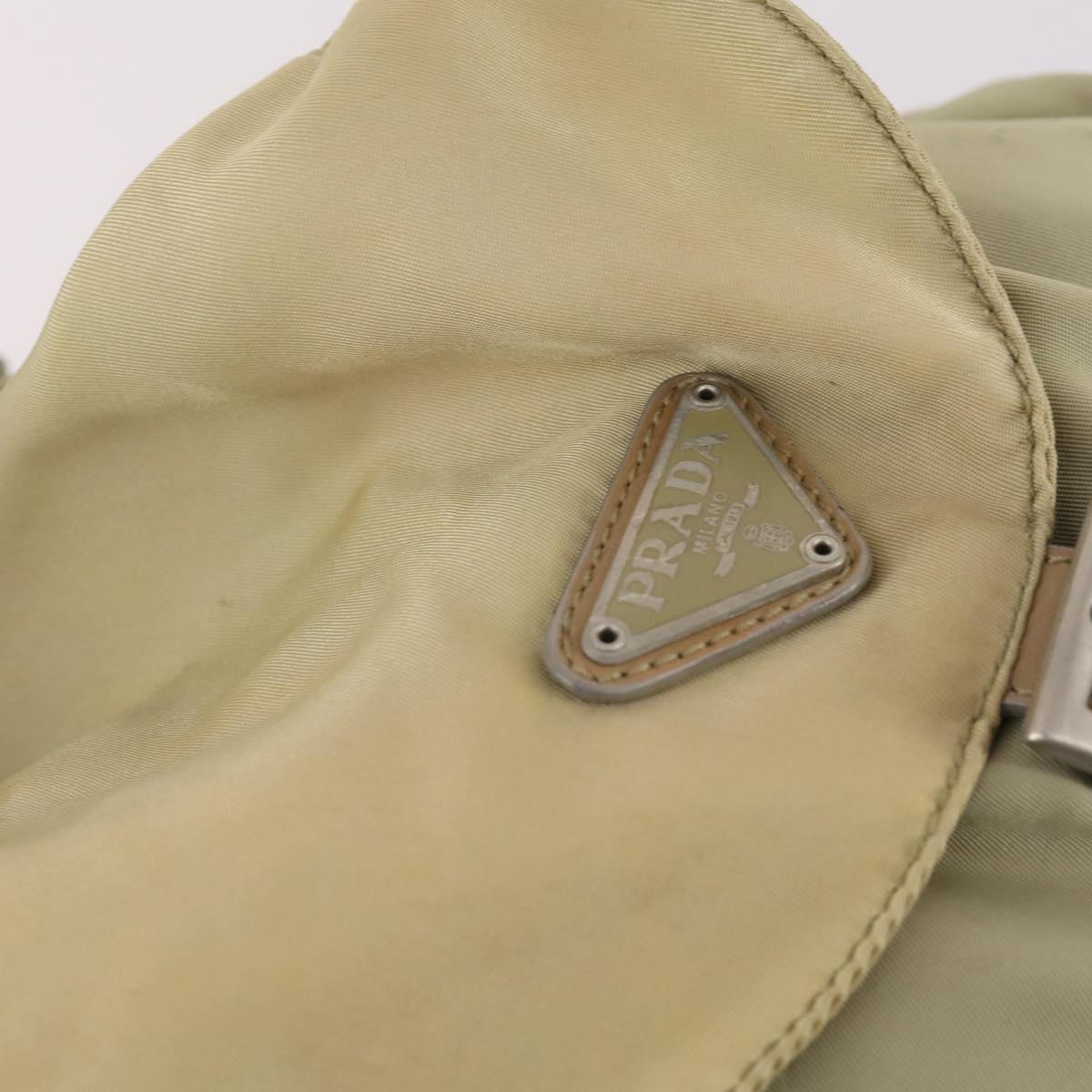 PRADA Backpack Nylon Beige Silver Auth 141598