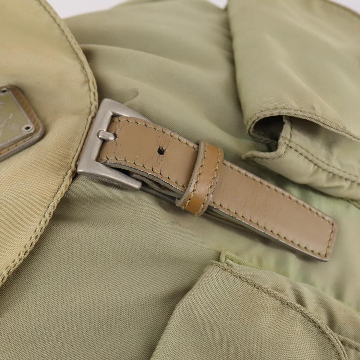 PRADA Backpack Nylon Beige Silver Auth 141598