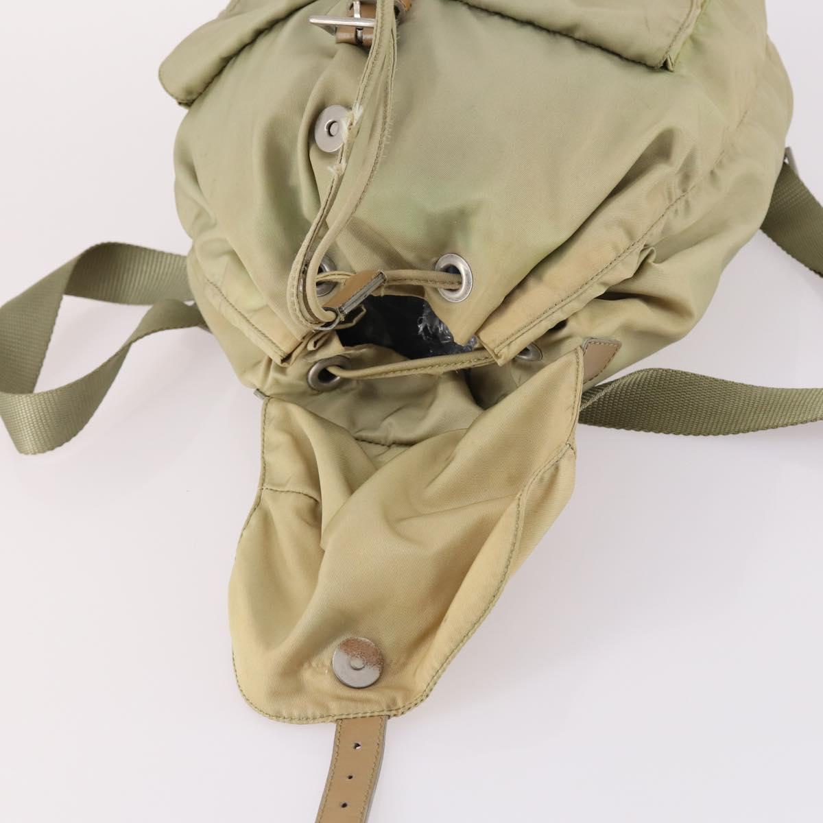 PRADA Backpack Nylon Beige Silver Auth 141598