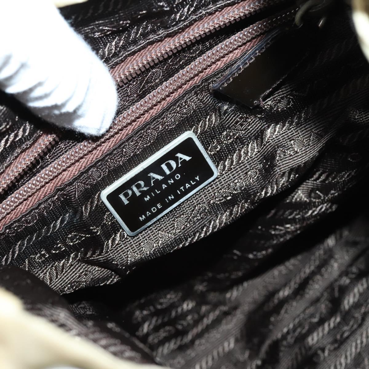 PRADA Backpack Nylon Beige Silver Auth 141598