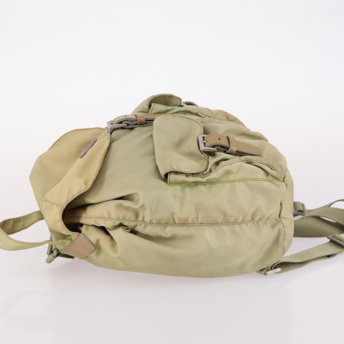 PRADA Backpack Nylon Beige Silver Auth 141598
