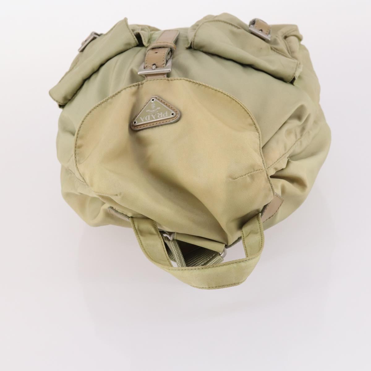 PRADA Backpack Nylon Beige Silver Auth 141598