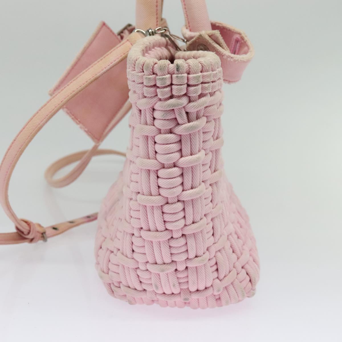 BALENCIAGA Bistro Hand Bag Enamel 2way Pink Silver 671342 Auth 141599