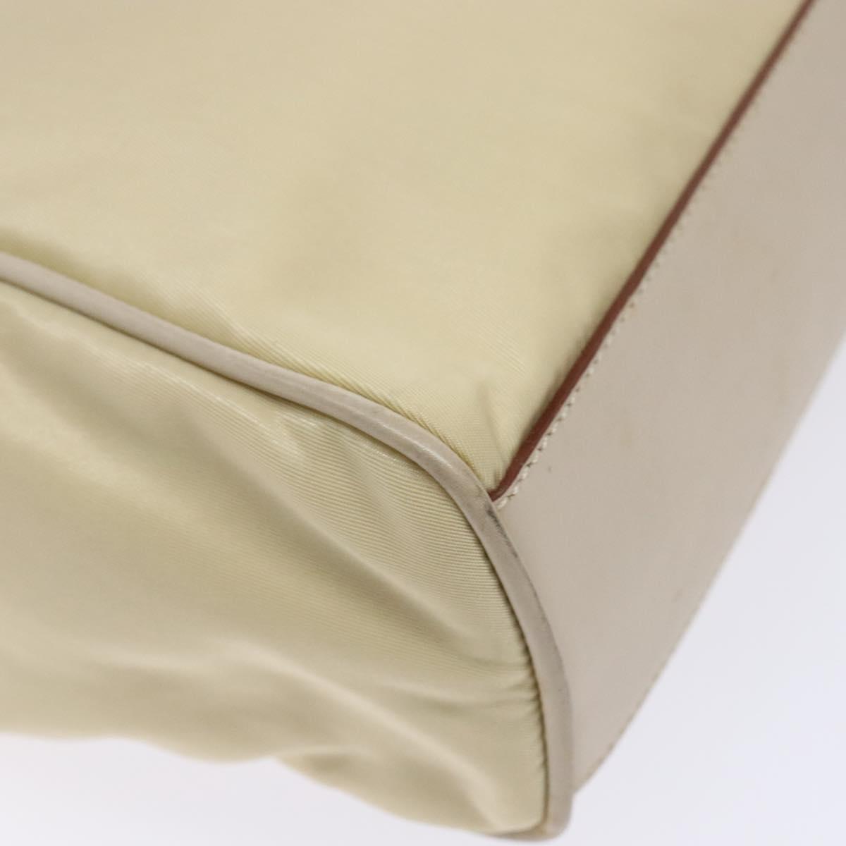 PRADA Hand Bag Nylon Beige Gold Auth 141616