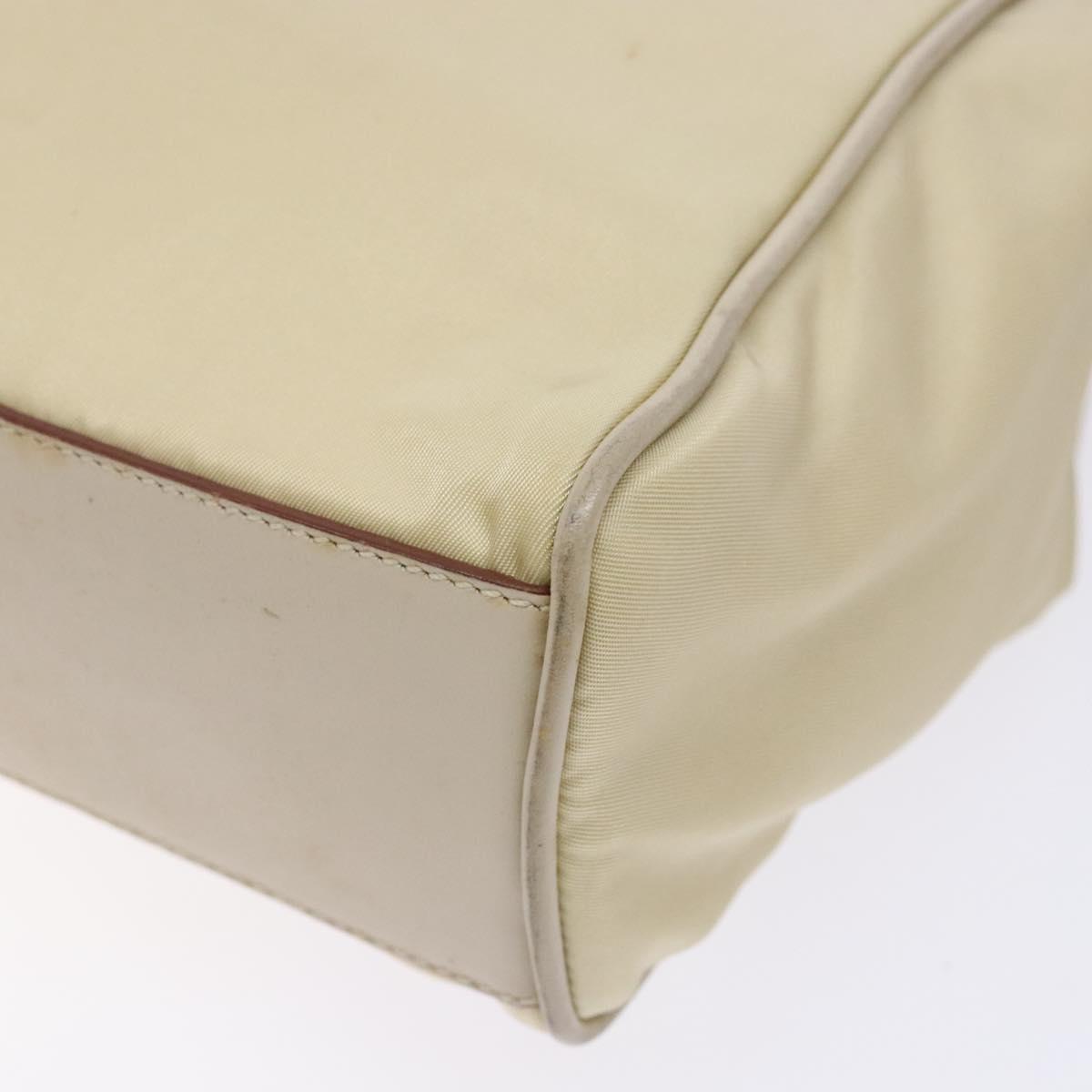 PRADA Hand Bag Nylon Beige Gold Auth 141616