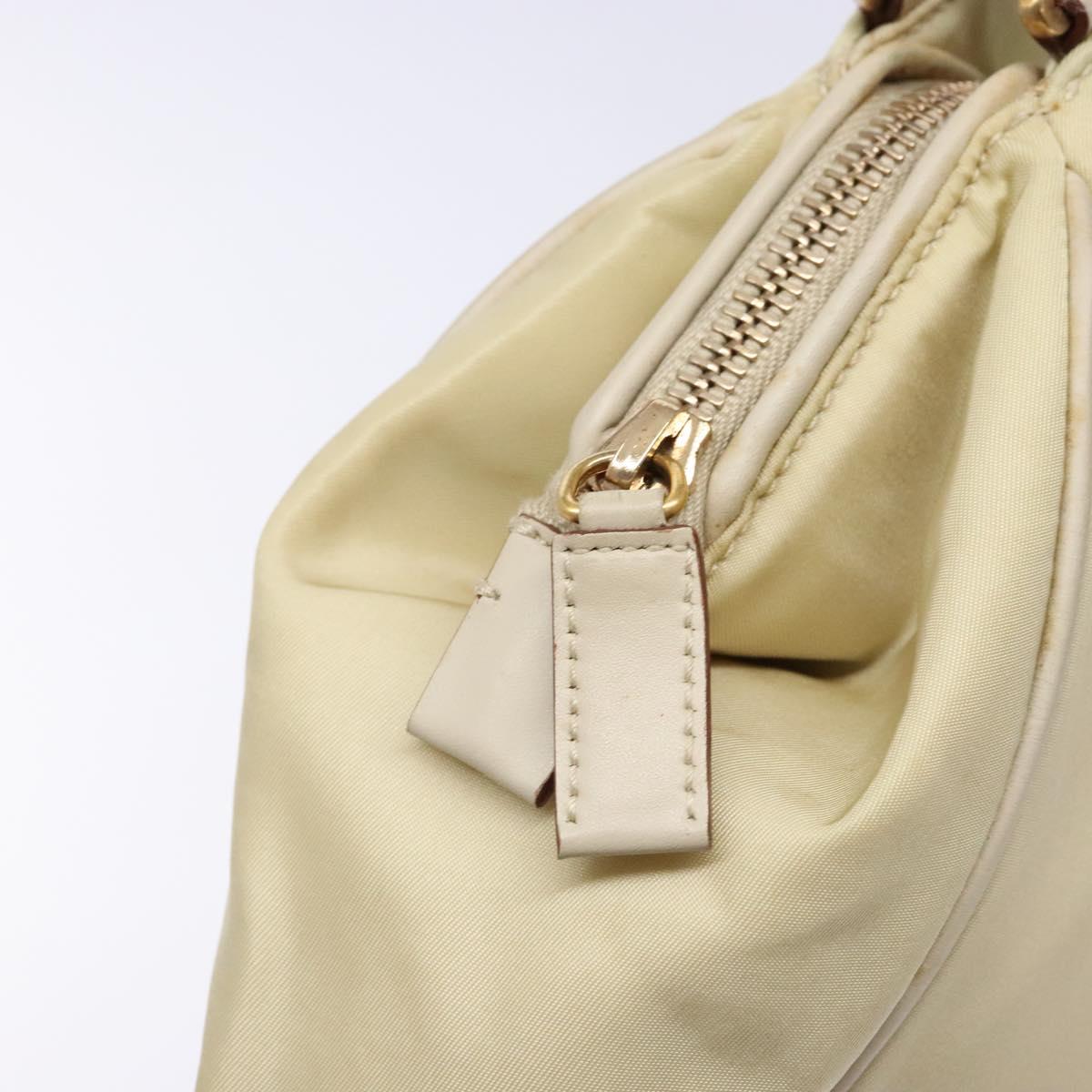 PRADA Hand Bag Nylon Beige Gold Auth 141616