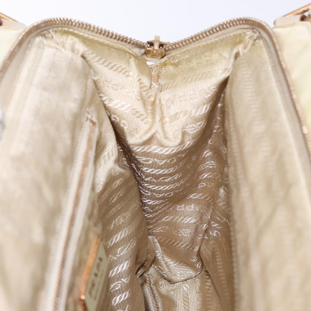 PRADA Hand Bag Nylon Beige Gold Auth 141616