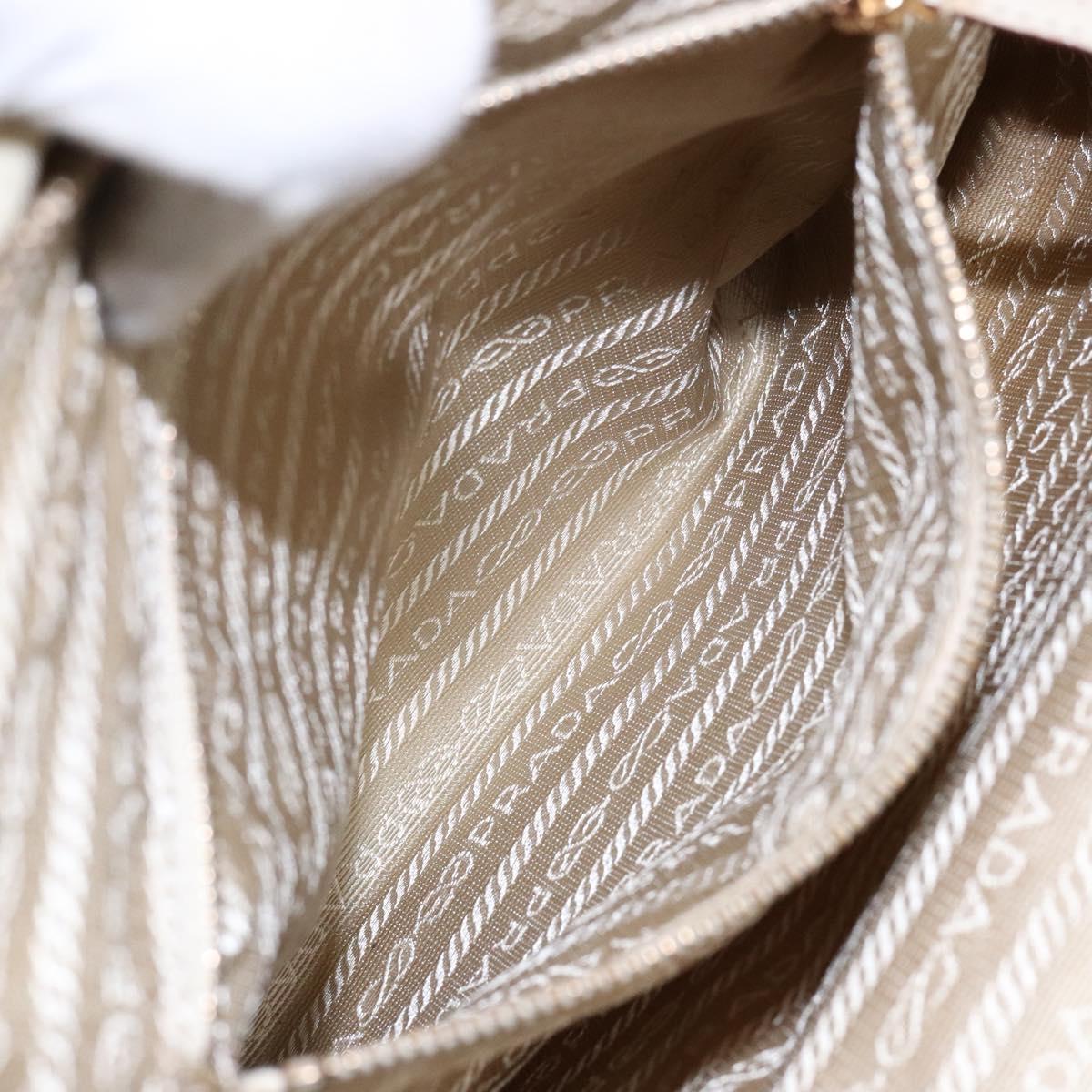 PRADA Hand Bag Nylon Beige Gold Auth 141616