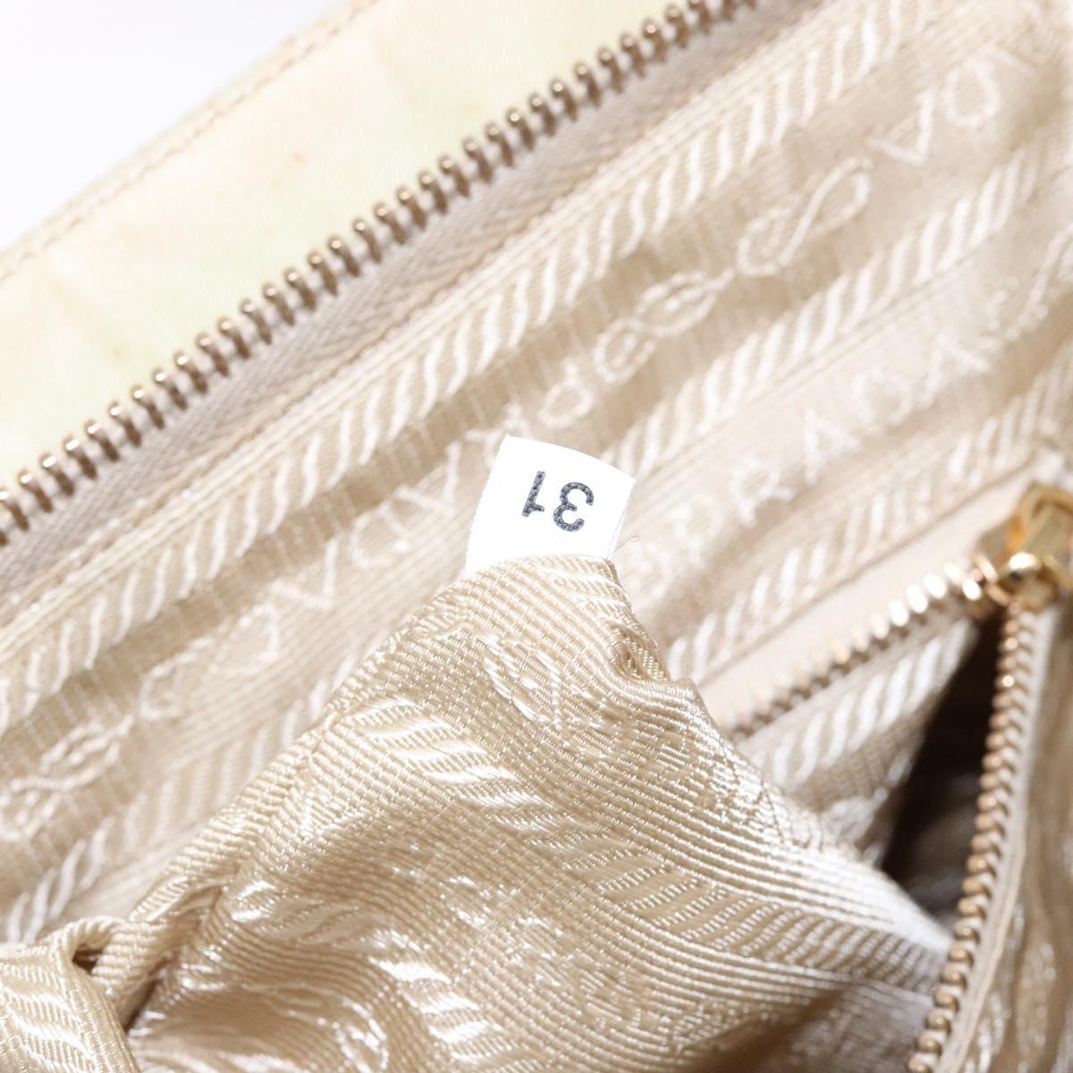 PRADA Hand Bag Nylon Beige Gold Auth 141616