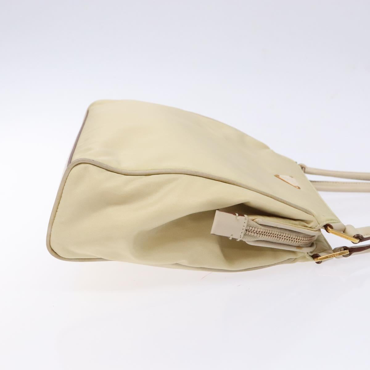 PRADA Hand Bag Nylon Beige Gold Auth 141616