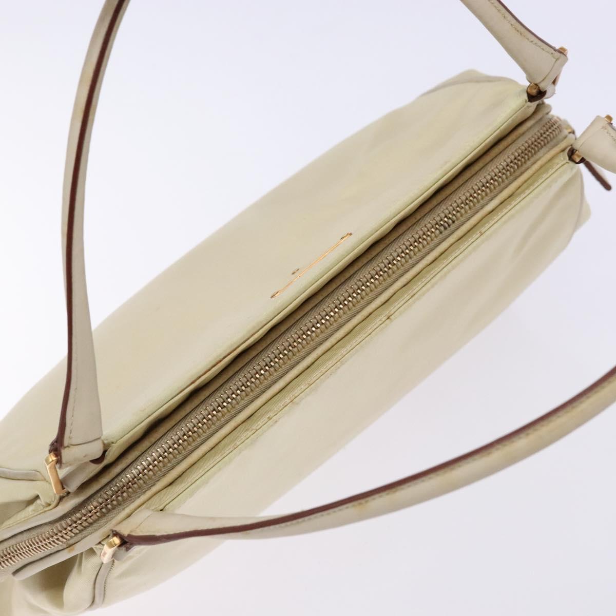 PRADA Hand Bag Nylon Beige Gold Auth 141616