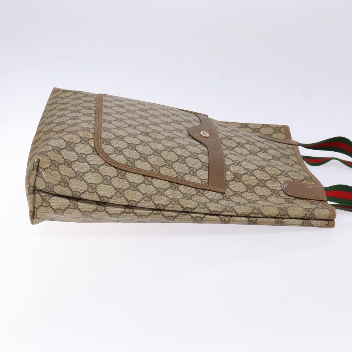 GUCCI GG Supreme Web Sherry Line Tote Bag PVC Beige Red 39 02 003 Auth 141617