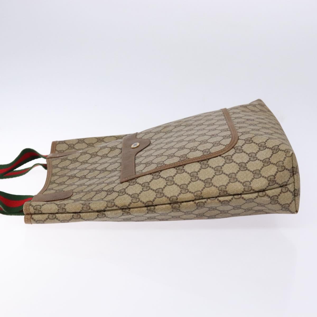 GUCCI GG Supreme Web Sherry Line Tote Bag PVC Beige Red 39 02 003 Auth 141617