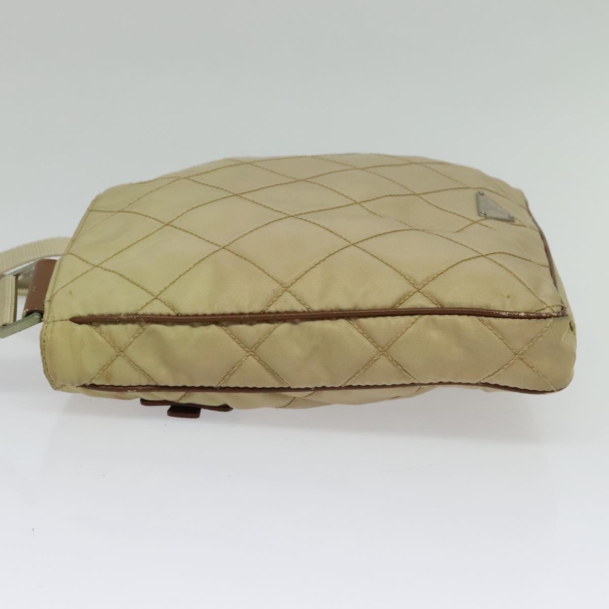 PRADA Shoulder Bag Nylon Beige Auth 141628