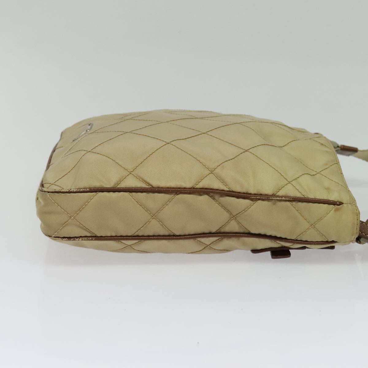 PRADA Shoulder Bag Nylon Beige Auth 141628