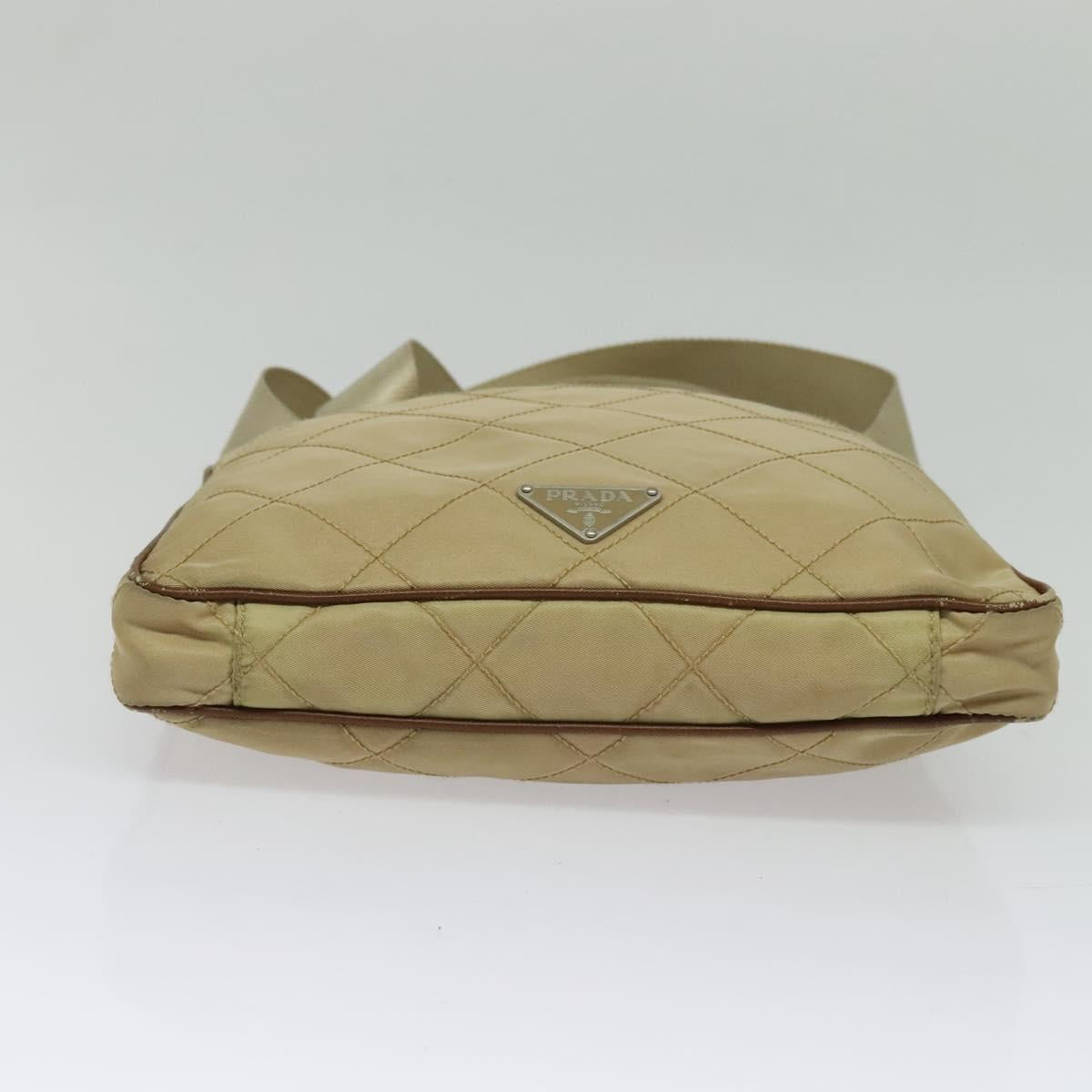 PRADA Shoulder Bag Nylon Beige Auth 141628