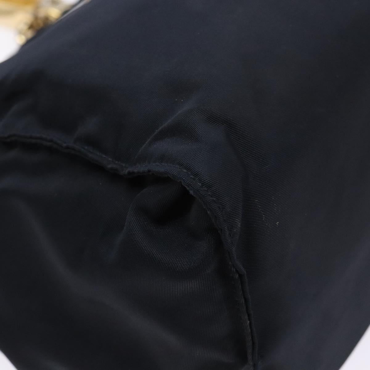 PRADA Hand Bag Nylon Navy Gold Auth 141629